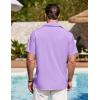 COOFANDY Men’s Cuban Guayabera Shirt Summer Beach Vacation Shirt Casual Short Sleeve Button Down Resort Wear(Purple Rose)