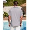 COOFANDY Men’s Cuban Guayabera Shirt Summer Beach Vacation Shirt Casual Short Sleeve Button Down Resort Wear(Quiet Gray)