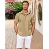 COOFANDY Men’s Cuban Guayabera Shirt Summer Beach Vacation Shirt Casual Short Sleeve Button Down Resort Wear(Sesame)