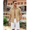 COOFANDY Men’s Cuban Guayabera Shirt Summer Beach Vacation Shirt Casual Short Sleeve Button Down Resort Wear(Sesame)