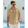 COOFANDY Men’s Cuban Guayabera Shirt Summer Beach Vacation Shirt Casual Short Sleeve Button Down Resort Wear(Sesame)