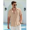 COOFANDY Men’s Cuban Guayabera Shirt Summer Beach Vacation Shirt Casual Short Sleeve Button Down Resort Wear(Shortbread)