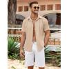 COOFANDY Men’s Cuban Guayabera Shirt Summer Beach Vacation Shirt Casual Short Sleeve Button Down Resort Wear(Shortbread)