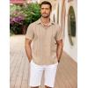 COOFANDY Men’s Cuban Guayabera Shirt Summer Beach Vacation Shirt Casual Short Sleeve Button Down Resort Wear(Shortbread)