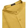 COOFANDY Men’s Cuban Guayabera Shirts Casual Long Sleeve Button Down Shirts Band Collar Linen Summer Beach Shirts(Yellow)