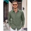 COOFANDY Men’s Denim Shirts Long Sleeve Button Down Shirts for Men Untucked Shirts, Army Green, Large