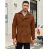 COOFANDY Men’s Double Breasted Pea Coat Winter Overcoat Short Trench Coat Notched Collar(Brown)