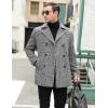 COOFANDY Men’s Double Breasted Pea Coat Winter Overcoat Short Trench Coat Notched Collar(Grey Plaid)