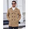 COOFANDY Men’s Double Breasted Pea Coat Winter Overcoat Short Trench Coat Notched Collar(Khaki)