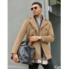 COOFANDY Men’s Double Breasted Pea Coat Winter Overcoat Short Trench Coat Notched Collar(Khaki)