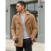COOFANDY Men’s Double Breasted Pea Coat Winter Overcoat Short Trench Coat Notched Collar(Khaki)