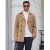 COOFANDY Men’s Double Breasted Pea Coat Winter Overcoat Short Trench Coat Notched Collar(Khaki)
