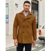 COOFANDY Men’s Double Breasted Pea Coat Winter Overcoat Short Trench Coat Notched Collar(Light Brown)