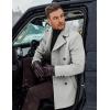 COOFANDY Men’s Double Breasted Pea Coat Winter Overcoat Short Trench Coat Notched Collar(Light Grey)