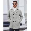 COOFANDY Men’s Double Breasted Pea Coat Winter Overcoat Short Trench Coat Notched Collar(Light Grey)
