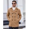 COOFANDY Men’s Double Breasted Pea Coat Winter Overcoat Short Trench Coat Notched Collar(Light Tan)