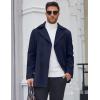 COOFANDY Men’s Double Breasted Pea Coat Winter Overcoat Short Trench Coat Notched Collar(Navy Blue)