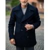 COOFANDY Men’s Double Breasted Pea Coat Winter Overcoat Short Trench Coat Notched Collar(Navy Blue)