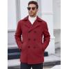 COOFANDY Men’s Double Breasted Pea Coat Winter Overcoat Short Trench Coat Notched Collar(Red)