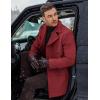 COOFANDY Men’s Double Breasted Pea Coat Winter Overcoat Short Trench Coat Notched Collar(Red)