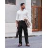 COOFANDY Mens Dress Pants Regular Fit Flat Front Pant Expandable Waist Casual Slacks(Black)