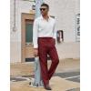 COOFANDY Mens Dress Pants Regular Fit Flat Front Pant Expandable Waist Casual Slacks(Burgundy Red)