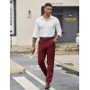 COOFANDY Mens Dress Pants Regular Fit Flat Front Pant Expandable Waist Casual Slacks(Burgundy Red)