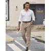 COOFANDY Mens Dress Pants Regular Fit Flat Front Pant Expandable Waist Casual Slacks(Khaki)