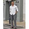 COOFANDY Mens Dress Pants Regular Fit Flat Front Pant Expandable Waist Casual Slacks(Light Gray)