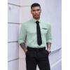 COOFANDY Mens Dress Shirt Long Sleeve Casual Button Down Paisley Shirts Party Wedding Dress Shirt(Mint)