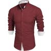 COOFANDY Mens Dress Shirt Long Sleeve Casual Button Down Paisley Shirts Party Wedding Dress Shirt(Multicolor -Burgundy &White)