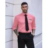 COOFANDY Mens Dress Shirt Long Sleeve Casual Button Down Paisley Shirts Party Wedding Dress Shirt(Pink)