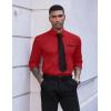 COOFANDY Mens Dress Shirt Long Sleeve Casual Button Down Paisley Shirts Party Wedding Dress Shirt(Red)