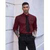 COOFANDY Mens Dress Shirt Long Sleeve Casual Button Down Paisley Shirts Party Wedding Dress Shirt(Wine Red)