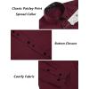 COOFANDY Mens Dress Shirt Long Sleeve Casual Button Down Paisley Shirts Party Wedding Dress Shirt(Wine Red)