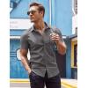 COOFANDY Men’s Dress Shirt Short Sleeve Button Down Shirts with Pocket(Dark Grey)