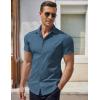 COOFANDY Men’s Dress Shirt Short Sleeve Button Down Shirts with Pocket(Grey Blue)