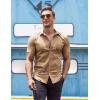 COOFANDY Men’s Dress Shirt Short Sleeve Button Down Shirts with Pocket(Khaki)