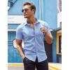 COOFANDY Men’s Dress Shirt Short Sleeve Button Down Shirts with Pocket(Light Blue)