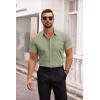 COOFANDY Men’s Dress Shirt Short Sleeve Button Down Shirts with Pocket(Light Green)
