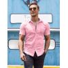 COOFANDY Men’s Dress Shirt Short Sleeve Button Down Shirts with Pocket(Pink)