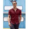 COOFANDY Men’s Dress Shirt Short Sleeve Button Down Shirts with Pocket(Wine Red)