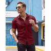 COOFANDY Men’s Dress Shirt Short Sleeve Button Down Shirts with Pocket(Wine Red)