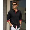 COOFANDY Men’s Dress Shirt Wrinkle Free Regular Fit Stretch Long Sleeve Button Down Shirts(Black / Red)