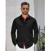 COOFANDY Men’s Dress Shirt Wrinkle Free Regular Fit Stretch Long Sleeve Button Down Shirts(Black / Red)