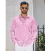 COOFANDY Men’s Dress Shirt Wrinkle Free Regular Fit Stretch Long Sleeve Button Down Shirts(Pink)