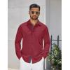 COOFANDY Men’s Dress Shirt Wrinkle Free Regular Fit Stretch Long Sleeve Button Down Shirts(Red Dahlia)
