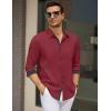 COOFANDY Men’s Dress Shirt Wrinkle Free Regular Fit Stretch Long Sleeve Button Down Shirts(Red Dahlia)