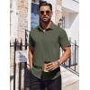 COOFANDY Mens Dress Shirts Button Down Short Sleeve Shirt Summer Shirts Business Casual Wedding Shirt(Army Green)