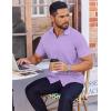 COOFANDY Mens Dress Shirts Button Down Short Sleeve Shirt Summer Shirts Business Casual Wedding Shirt(Light Purple)